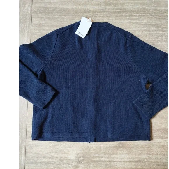 Quince Sweater Jacket Organic Cotton Cardigan Navy Blue Size XL New With Tags - Picture 4 of 6